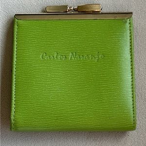 CARLOS NARANJO kisslock Neon Green leather coin purse wallet